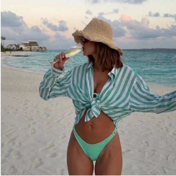 NWT • Hunza G Misty Bikini in Metallic Mint - Picture 4 of 14